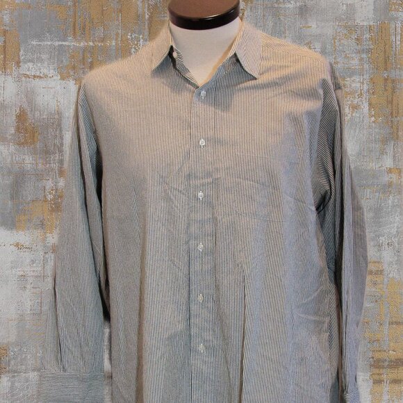 Brooks Brothers Men's Shirt French Cuffs Black and White Stripes Cotton XXL - Picture 1 of 8